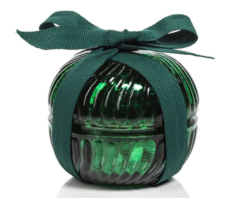 Holiday round glass candle, Green