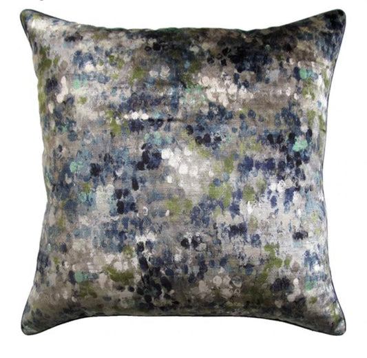 Painted Velvet Turquoise Pillow #152